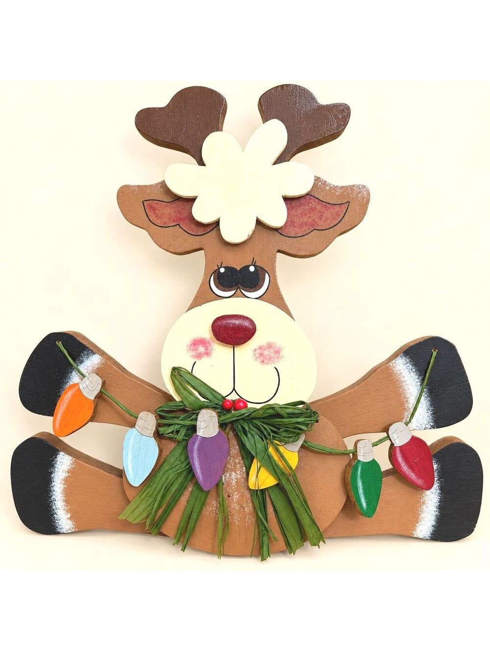 Wooden Moose Reindeer Christmas Wall Decor 14" Rustic Cabin Lodge Holiday
